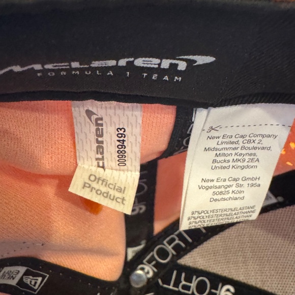 Youth New Era Orange/Black McLaren F1 Team 9 Forty curved cap 100 % original #3 - Picture 9 of 14